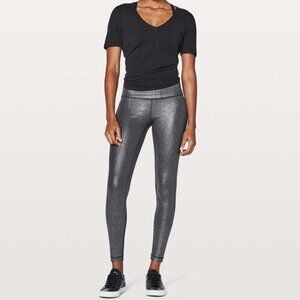 Lululemon Wunder Under Hi-Rise Tight Luminosity Foil Print Black Silver Size 4